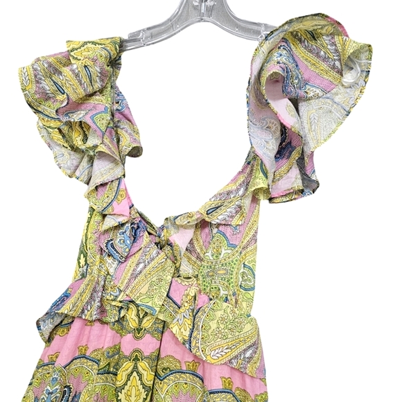 Nwt A loves A Ruffle Cap Sleeve Tie Back Flowy Yellow/Pink/Blue Floral Maxidress - Picture 7 of 17